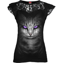Load image into Gallery viewer, CAT&#39;S TEARS - Lace Layered Cap Sleeve Top Black