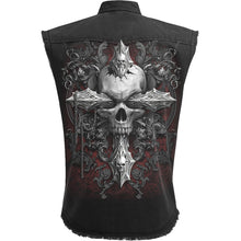 Load image into Gallery viewer, CROSS OF DARKNESS - Sleeveless Stone Washed Worker Black