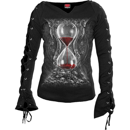 SANDS OF DEATH - Laceup Sleeve Top Black