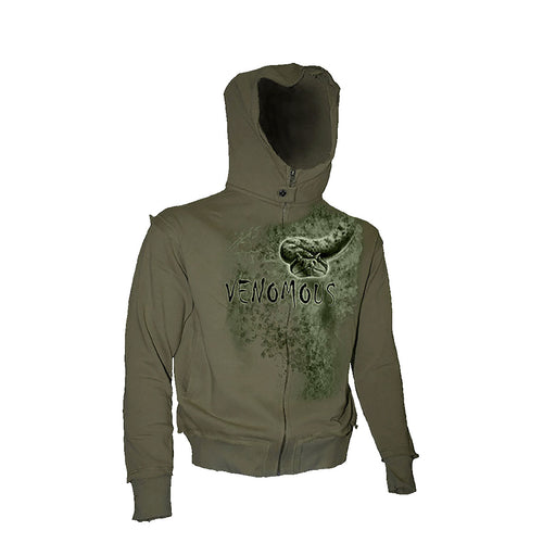 VENOMOUS  - Vintage Hooded Longsleeve T-Shirt Olive