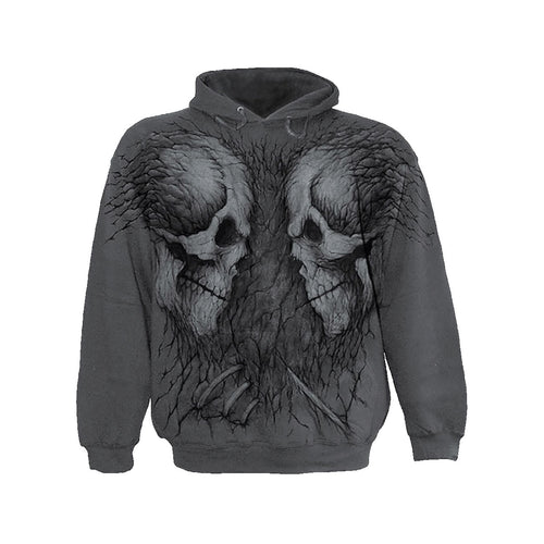 SKULL FOSSILS  - Hooded Sweatshirt Jumbo Print Charcoal