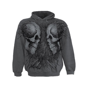 SKULL FOSSILS  - Hooded Sweatshirt Jumbo Print Charcoal