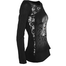 Load image into Gallery viewer, TRIBAL LION - Lace One Shoulder Top Black