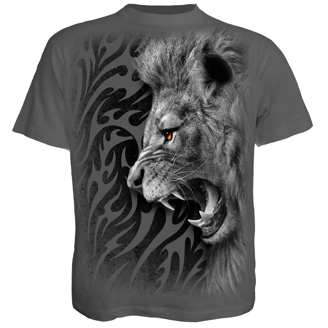 TRIBAL LION - T-Shirt Charcoal