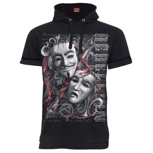 REBELLION - Fine Cotton T-shirt Hoody Black