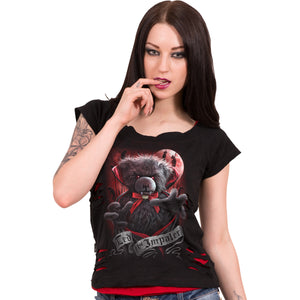 TED THE IMPALER - TEDDY BEAR - 2in1 Red Ripped Top Black