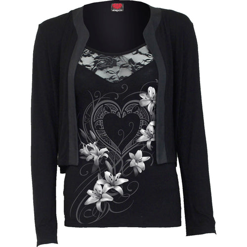 PURE OF HEART - 2in1 Lace Vest Cardigan 