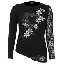 Load image into Gallery viewer, PURE OF HEART - One Lace Sleeve Gathered Top