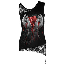 Load image into Gallery viewer, HANDS OF SORROW - Adj Shoulder Lace Top Black
