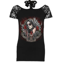 Load image into Gallery viewer, MUERTOS DIAS - Knotted NeckBand Lace Shoulder Top