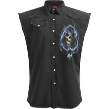 Load image into Gallery viewer, GHOST REAPER - Sleeveless Stone Washed Worker Black
