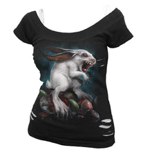 Load image into Gallery viewer, RABBIT HOLE - 2in1 White Ripped Top Black
