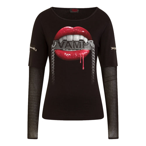 FANGS - Mesh Sleeve Zip Shoulder Long Sleeve Ladies