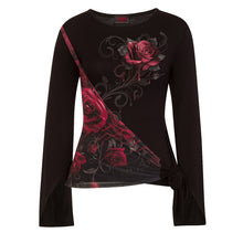 Load image into Gallery viewer, ROSE SLANT - Blood Rose Sash Wrap Goth Sleeve Top