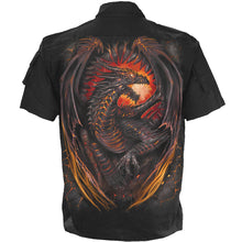 Load image into Gallery viewer, DRAGON FURNACE - Shortsleeve Stone Washed Worker Black
