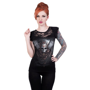 GOTH NIGHTS - Lace Layered Cap Sleeve Top Black