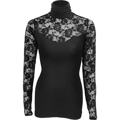 GOTHIC ELEGANCE - Fullsleeve Lace High Neck Corset Black