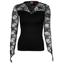 Load image into Gallery viewer, GOTHIC ELEGANCE - Lace Neck Goth Top Black