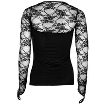 Load image into Gallery viewer, GOTHIC ELEGANCE - Lace Neck Goth Top Black