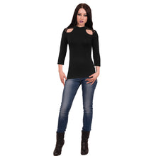 Load image into Gallery viewer, GOTHIC ELEGANCE - Lace Shoulder 3/4 Sleeve Top