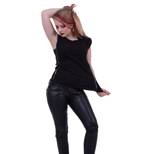 GOTHIC ROCK - Zip Side Ribbed Gothic Ladies Top