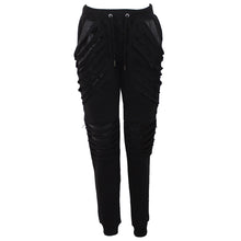 Load image into Gallery viewer, GOTHIC ROCK - Ladies Joggers Slashed with Pu Leather Inserts