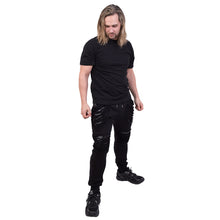 Load image into Gallery viewer, GOTHIC ROCK - Joggers Slashed with Pu Leather Inserts