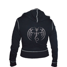 Load image into Gallery viewer, SERPENT AURA - STUDS  - Cream Zip Cream Stitch Hoody Black