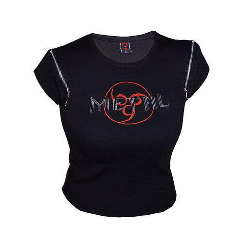 METAL - STUDS  - Shoulder Zips Top Black