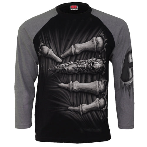 DEATH GRIP - Raglan Contrast Longsleeve Charcoal Black