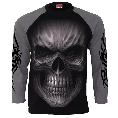 DEATH RAGE - Raglan Contrast Longsleeve Charcoal Black