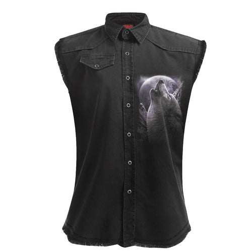 WOLF SOUL - Sleeveless Worker Shirt Black