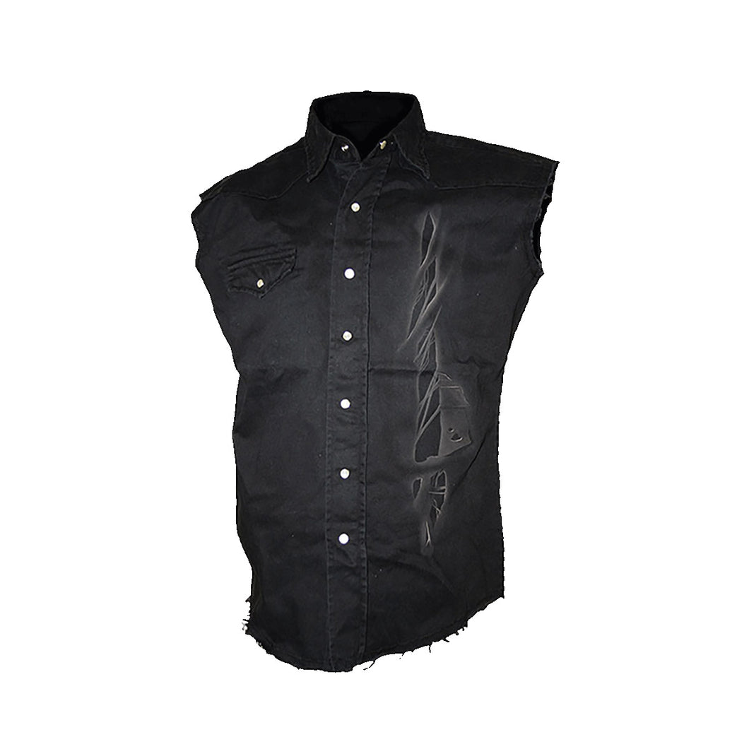 DEATH RIP  - Sleeveless Stone Washed Worker Black